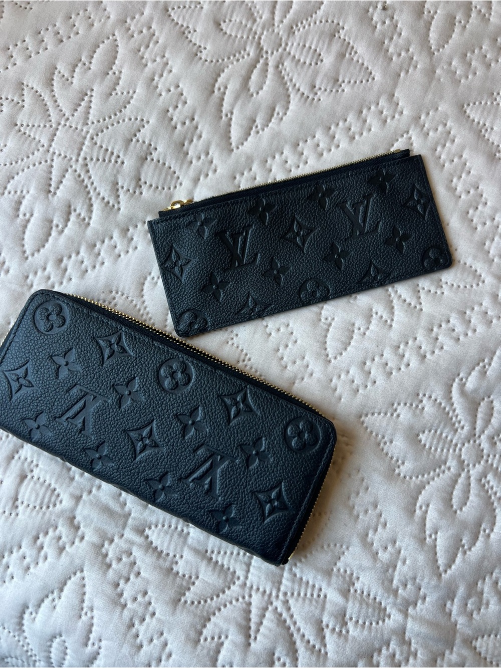 Louis Vuitton Black Embossed wallet with insert
